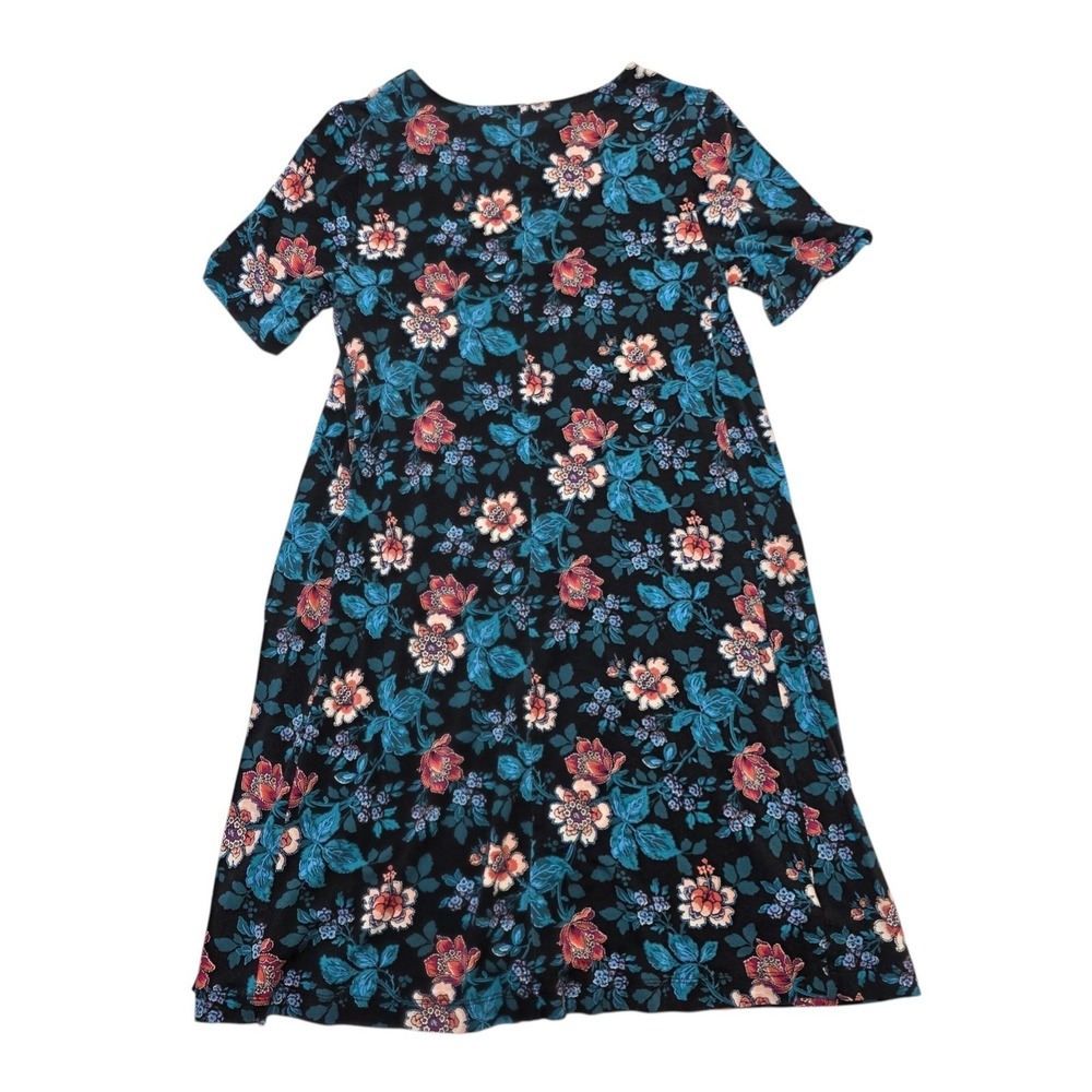 LOFT Floral Short Sleeve Swing Jersey Knit Dress Sz XS Boho Modest Cottagecore - Picture 3 of 7